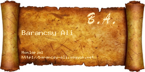 Barancsy Ali névjegykártya